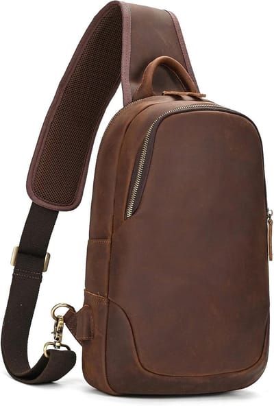 Leren Schoudertas voor Mannen - Crossbody Rugzak voor Reizen, Werk en Sportactiviteiten