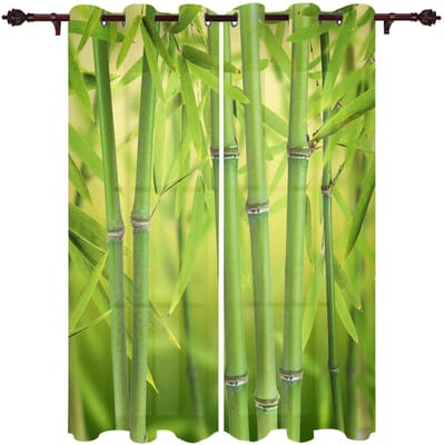 Groen Bamboe Raam Gordijn voor Slaapkamer Woondecoratie Woonkamer Achtergrond Gordijn Keuken Gordijn 135W x 160H(cm) x1