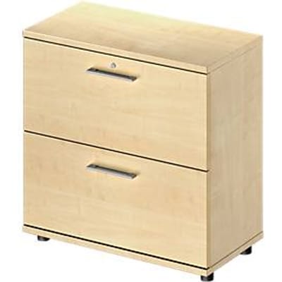Schäfer Shop Genius Hangmappenkast TETRIS WOOD, 2 ordnerhoogten, B 800 x D 421 x H 800 mm, hoogte incl. glijders, esdoornpatroon