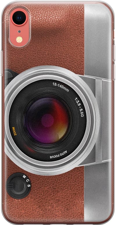 Leuke Telefoonhoesjes - Hoesje geschikt voor iPhone XR - Vintage camera - Soft case - TPU - Print / Illustratie - Bruin