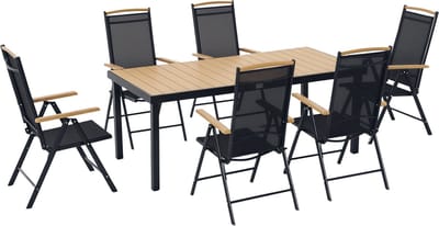 Outsunny Terras Eetset - Aluminium - 190x90x74cm - Natuurlijk hout