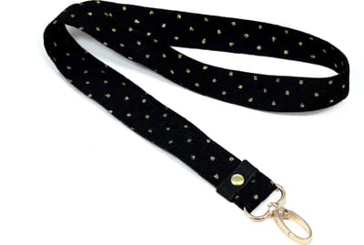 STUDIO Ivana - Zwart keycord gouden hardware - handgemaakt - keycord met gouden stippen - ribfluweel - zwarte sleutelhanger