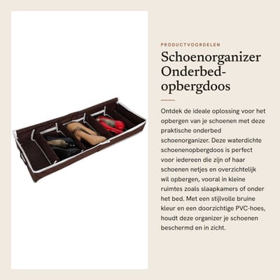 Dailygoods- Schoenenopbergdoos Waterdicht - Onderbed Organizer - Verstelbare Verdelers - PVC/Hoes - Hoogwaardig Oxford-doek - Maat 84x31x11,5 cm - Schoenenorganizer
