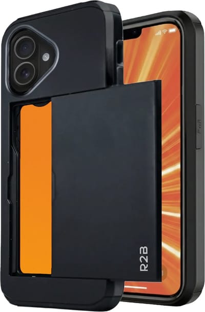 R2B Hoesje geschikt voor iPhone 16 met Pasjeshouder - 3 Pasjes - Screenprotector - Telefoonhoesjes - Gsm Hoesje - Phone Case - Model Utrecht