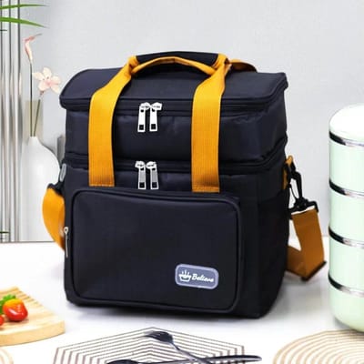 Picknick Oxford Lunchtas Grote Capaciteit Picknicktas Geïsoleerd Dubbellaags Opberg Schoudertas Met Handvat Thermische Lunchtassen black