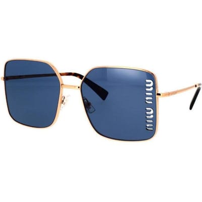 Miu Miu Stijlvolle Minimalistische Onregelmatige Vorm Zonnebril Dames zonnebril MU51YSZVF1V1 Basic Packaging-Eyeglass Case+Box,60,Blue