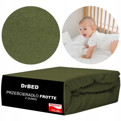 DrBED - Frotte Hoeslaken - 60x120 cm - Khaki - Ademend - Gemaakt in Polen