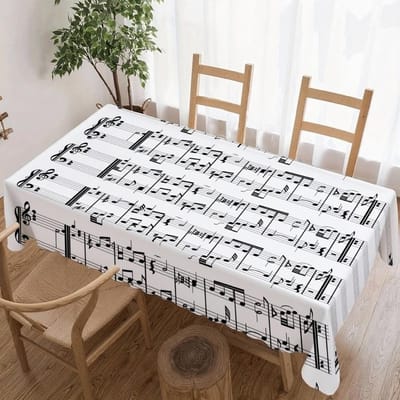 Muzieknoten Patroon Rechthoekige Tafelkleed voor Tafeldecoratie Keuken Eetkamer Waterdicht Herbruikbaar Tafelkleed voor Tafels Feestdagen 90x140cm