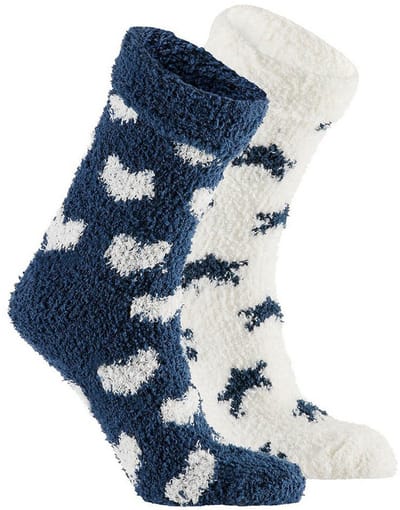 Apollo bedsokken / huissokken - kinderen - 2-pack - navy/wit - one size - Slaapsokken - Slofsokken