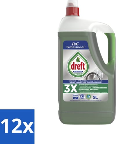 Dreft Professional - Vloeibaar Afwasmiddel - Regular - 5 L - Voordeelverpakking - 12 stuks