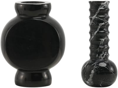 Marmeren Geschenkset: Vazen Ribbed & Circle Zwart