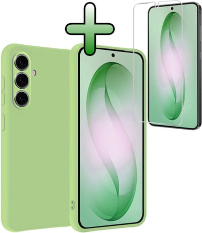 Hoesje Met Screenprotector - Geschikt voor Samsung Galaxy S26 - Sterk & Shockproof - Back Cover - Siliconen Case - Telefoon Hoes - Groen
