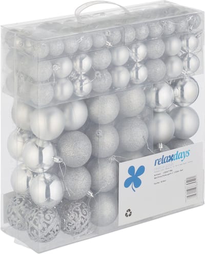 kerstballen - set van 150 - mat - glanzend - glitters - plastic - ∅ 3, 4, 6 cm - zilver