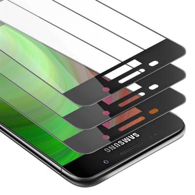 Cadorabo 3x Screenprotector geschikt voor Samsung Galaxy A5 2016 Volledig scherm pantserfolie Beschermfolie in TRANSPARANT met ZWART - Getemperd (Tempered) Display beschermend glas in 9H hardheid met 3D Touch