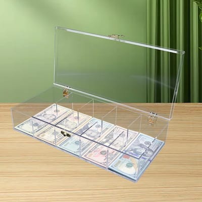 Geld Organizer - Valuta Tray - Geld Beheer - Afsluitbaar Met 5 Vakken - 10x10x10 Millimeter - Transparant