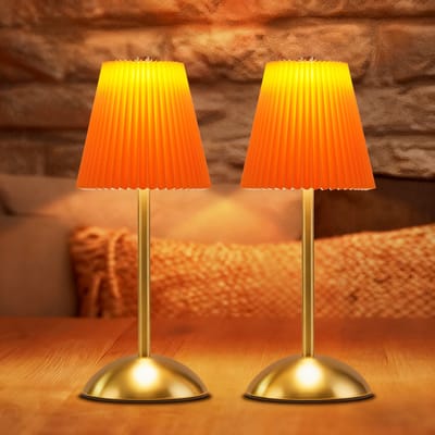 NETTLIFE Tafellamp LED 2 Stuks - Oranje-rood - Touch Dimbaar 3 Kleurtemperaturen - USB Oplaadbaar Draadloos - Voor Eetkamer Slaapkamer Woonkamer Hotel Buiten