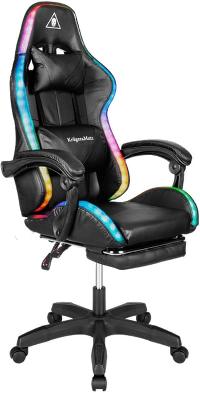 Gamingstoel – Game Chair – Gamerstoel – Bureaustoel – Zitzak – LED RGB Achtergrondverlichting – Verstelbare Voetensteun