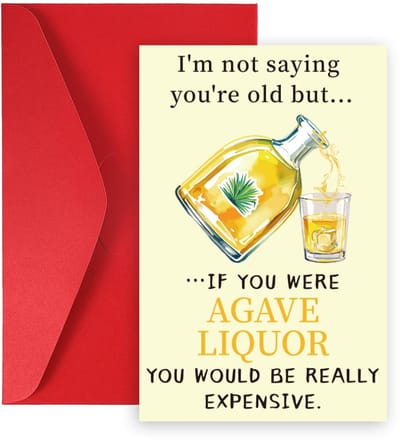 Dailygoods- Verjaardagskaart Grappig - Tequila Thema - 20,5x13,5 cm - Rode Envelop - Humoristische Wenskaart - Cadeau voor Hem/Haar