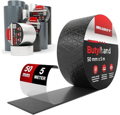 SnelShoppen - Waterproof Butyl Tape 5 cm x 5 m - Zwart, Hoogwaardige Zelfklevende Aluminium Folie, UV- en Weerbestendig, Ideaal voor Buiten en Binnen
