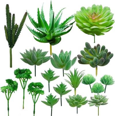 Allecto - Kunstmatige Vetplanten Set - 18 Stuks - Realistische Look - Groen - Decoratieve Planten - Geschikt voor Binnen en Buiten - Tuinaccessoires