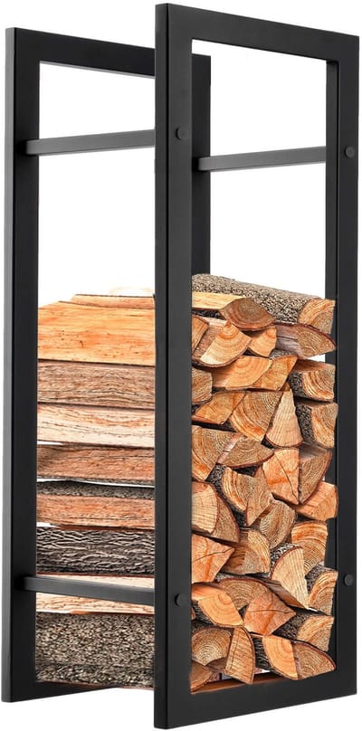 KADAX K6100 Brandhoutrek brandhoutrek van stevig staal Zwart e brandhouthouder gepoedercoat brandhoutrek in verschillende patronen (29 x 40 x 90 cm)