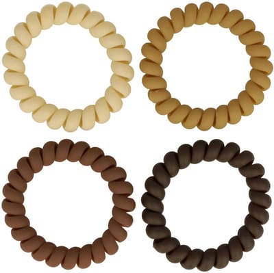 Haarsoires Haarelastieken Invisibobble - Telefoondraad - Bruin Beige - Set van 4 - Spiraal Haar Elastieken - Haarvriendelijk