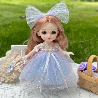 17cm Schattige Stijl Pop met Kleding en Schoenen Beweegbaar 13 Gewrichten Lief Gezicht Verjaardagscadeau voor Meisjes Speelgoed voor Kinderen Prinsessenpoppen brown