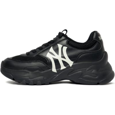 MLB Big Ball Maille Épaisse Décontracté Mode Amorti Antidérapant Résistant à l'Usure Respirant Basse Top Chaussures de Papa Baskets Unisexes Noir 3ASHCE12N-50BKS 36.5 black