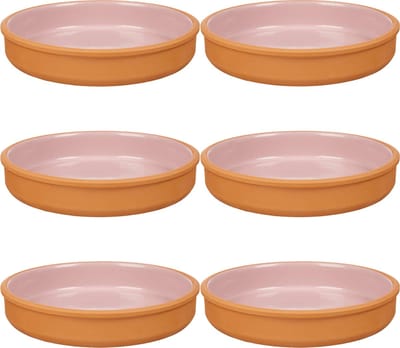 La Dehesa Tapas serveerschaal - 6x stuks - terracotta - roze - D23 x H4 cm - hapjes serveren - ovenschaal - rond