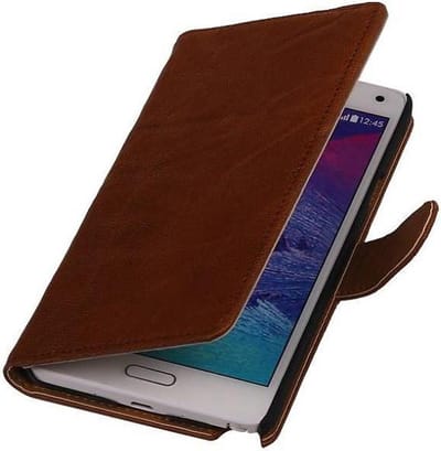 Washed Leer Bookstyle Wallet Case Hoesje - Geschikt voor Samsung Galaxy Core LTE G386F Bruin