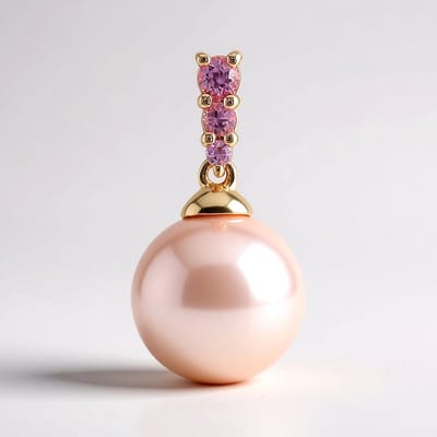Cavill - Zilveren hanger roségoud verguld - Paarse Ming parel 10 mm - 0,11 ct roze saffier Madagaskar - Exclusief, elegant sieraad