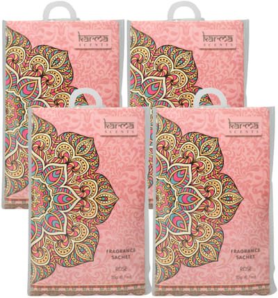 Home & Styling Geurzakjes Rozen geur - set 12x stuks - met ophanghaak - geurkaartjes/luchtverfrisser - kasthangers