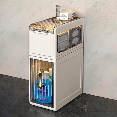 Smalle Opbergkast - Badkamer Organizer - Ruimte Besparen - Met Wieltjes - 2 Lades - Wit