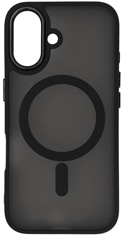 Matte magnetische hoes Geschikt voor: iPhone 16 Plus - Compatibel met MagSafe - Schokbestendige, Doorschijnende, Matte achterkant - Zwart