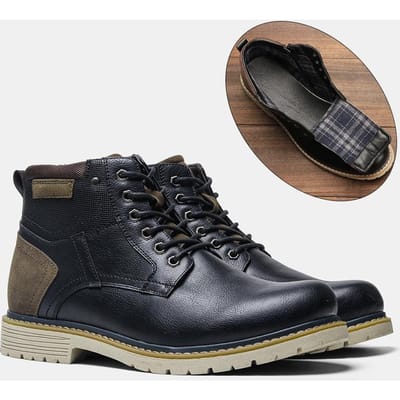 Enkellaarsjes voor Heren Leer Retro Waysle Handgemaakte Herenschoenen 45 black