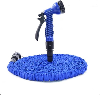 Uitzetbare Tuinslang - Magic Gun Foam Pot - Auto Wassen - Zelfintrekkend Ontwerp - 7.5 Meter - Blauw