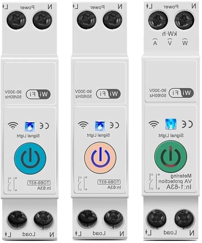 Slimme Schakelaar Meter - Energie Monitor - Stroomverbruik Meten - 63A Capaciteit - 1P+N - Grijs