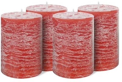 Set van 4 Rustieke Stompkaarsen 9x15 cm – Gekleurde Paraffine Kaarsen voor Decoratie – Lange Brandduur – Ideaal voor Feestdagen en Bruiloften