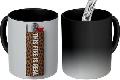 Magische Mok - Foto op Warmte Mokken - Koffiemok - Aansteker - Quote - Panterprint - Magic Mok - Beker - 350 ML - Theemok - Mok met Tekst