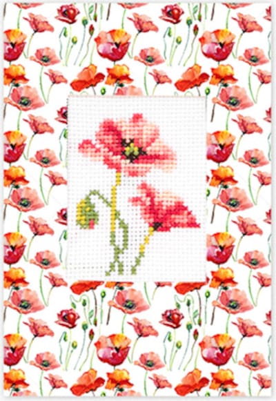 Red Poppies Pink Flower Luca-S SP-56 Borduurpakket om te tellen
