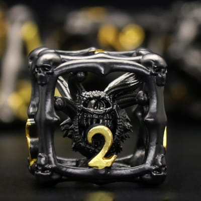 Thijox - Beholder DND Dobbelstenen Set, Eye Monster Metal Dice, 7 Stuks Veelvlakkige Dobbelstenen voor D&D, Kerkers en Draken, Eye-Black Gold, Perfect