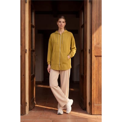 Oversized Hooded Lange Mouw Zip Tuniek Top