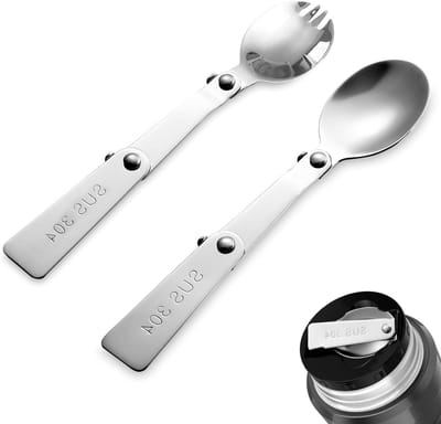 Roestvrijstalen Vouwlepels Set van 2 voor Yoghurt, Ideaal voor Picknick, Reizen en Kamperen