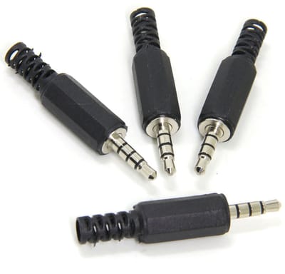 Allecto - Vervangende Mannelijke Plug 4-polig - Ideaal voor Reparatie - Set van 4 - Geschikt voor Hoofdtelefoon - Soldeertype - 3,5 mm