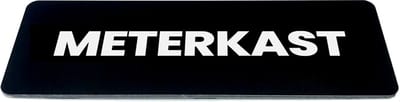 Deurbordje met tekst meterkast - Zwart/wit - Formaat 150 x 50 mm x 1,6mm - incl. plakstrip