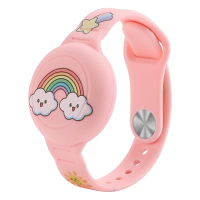 Airtag armband Polsband horloge - Airtag Sleutelhanger - Airtag Polsband Voor Kinderen - Airtag Armband - Airtag Apple - Airtag Houder - Airtag Hoesje - speciaal voor kinderen - roze wolkjes regenboog cartoon