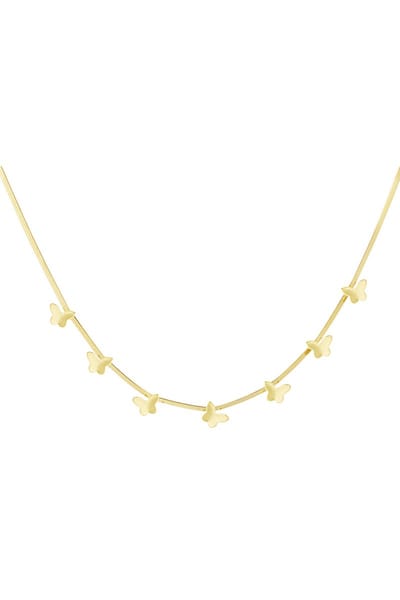 Minimalistische ketting met vlinders - Yehwang - Gouden ketting - Goud/Gold - Stainless Steel (verkleurt niet!) - Waterproof necklace - Kerst cadeau - Sinterklaas cadeau - Kerst - Moederdag - Valentijn - Party - Nikkel vrij