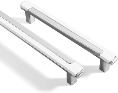 Moderne witte en zilveren keukenkast handgrepen 128mm - 6 stuks voor kastdeuren en slaapkamers