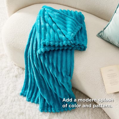 Jhubersproducts - Behaaglijke deken - Fleecedeken - Zacht en warm - Blauw - Grof corduroy - Comfortabele sprei voor bed en bank - 150 x 200 cm