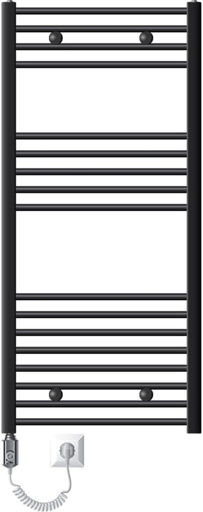 Badkamerradiator elektrisch met verwarmingselement 900W 600x1200 mm antraciet recht met zijaansluiting